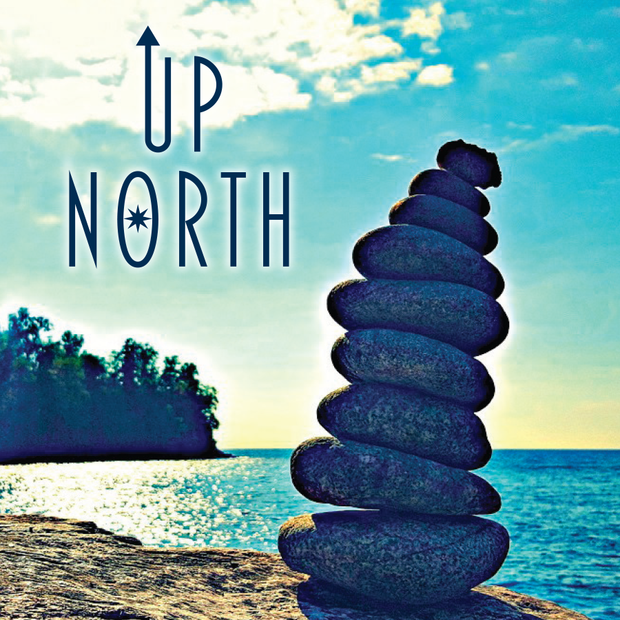 Minnesota Up North cairn (Lake Superior North Shore). 3"x3" mylar laminated refrigerator magnet.