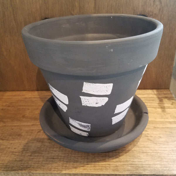 Planter - 6" Hand-painted Terra Cotta Pot with Saucer