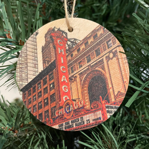 Wood Slice Ornament - Chicago Theatre