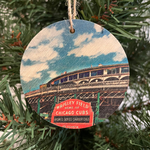 Wood Slice Ornament - Chicago Wrigley Field