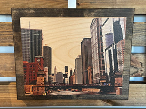 8x10 Double Mount Wall Art - Chicago Skyline From River